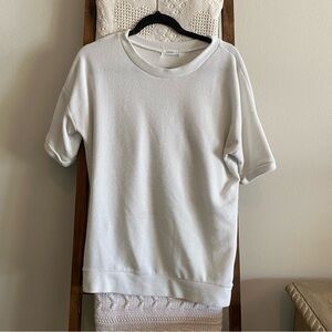 Cherish white knit scoop neck short sleeve tee shirt